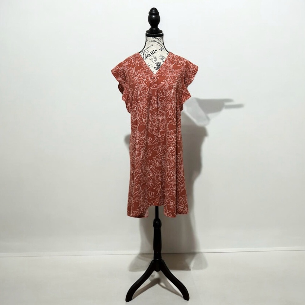 Halogen Ruffle Sleeve Shift Dress- Medium - Picture 3 of 8